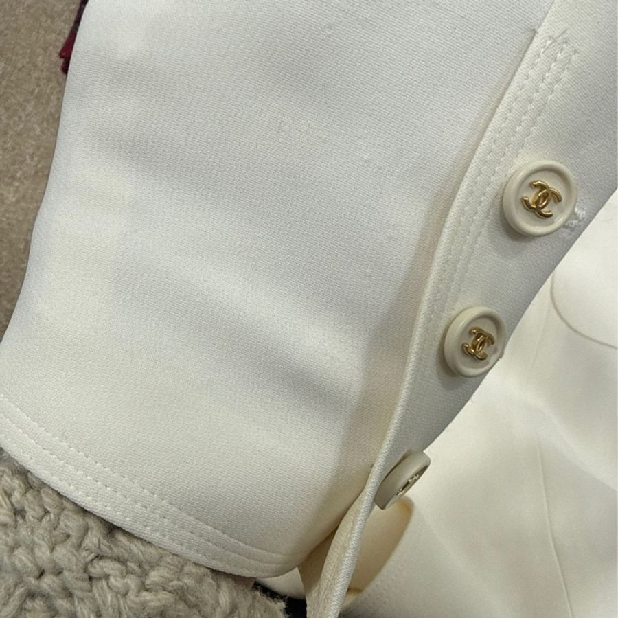 Chanel 97年白色白金四口袋长款西装上衣外套-41