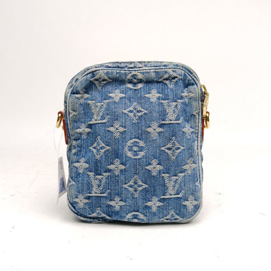 LOUIS VUITTON 牛仔藍晶片Fairfaxpochette豎版手機包肩背包-2
