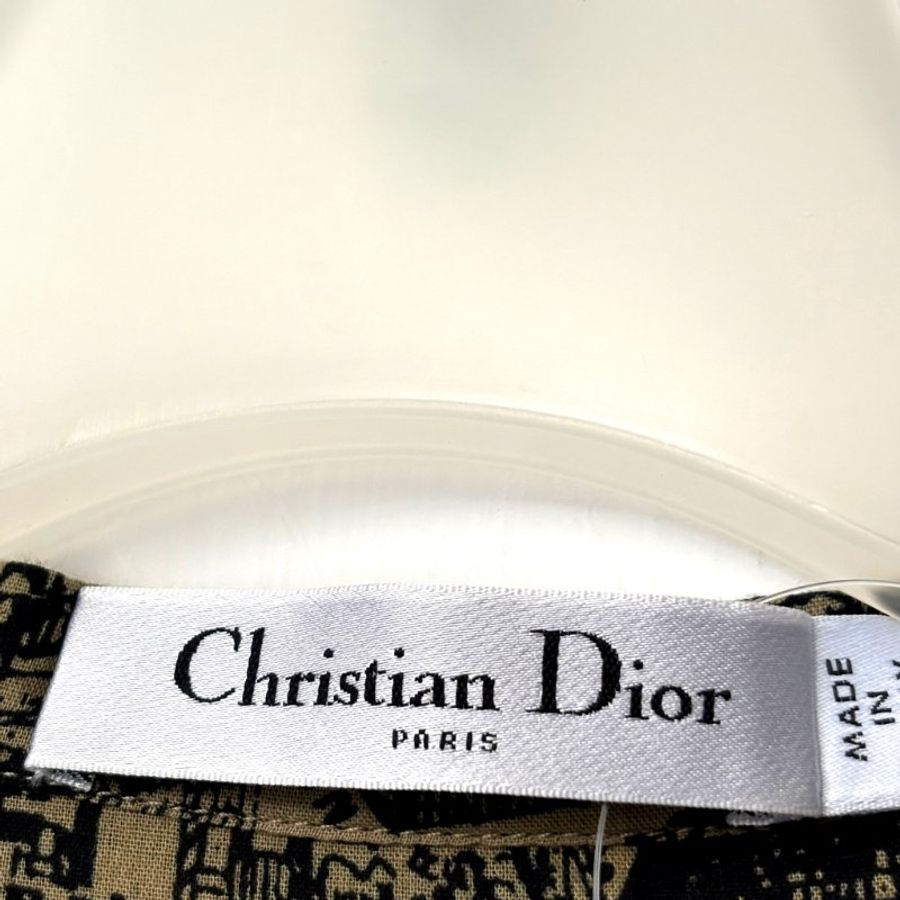 44號 ::Christian Dior:: Beige Plan de Paris Print Cotton High Low Shirt 前短後長街景地圖長板洋裝 襯衫 長版上衣-6