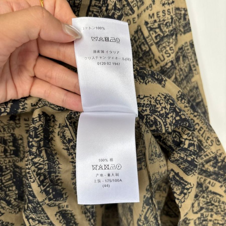 44號 ::Christian Dior:: Beige Plan de Paris Print Cotton High Low Shirt 前短後長街景地圖長板洋裝 襯衫 長版上衣-24