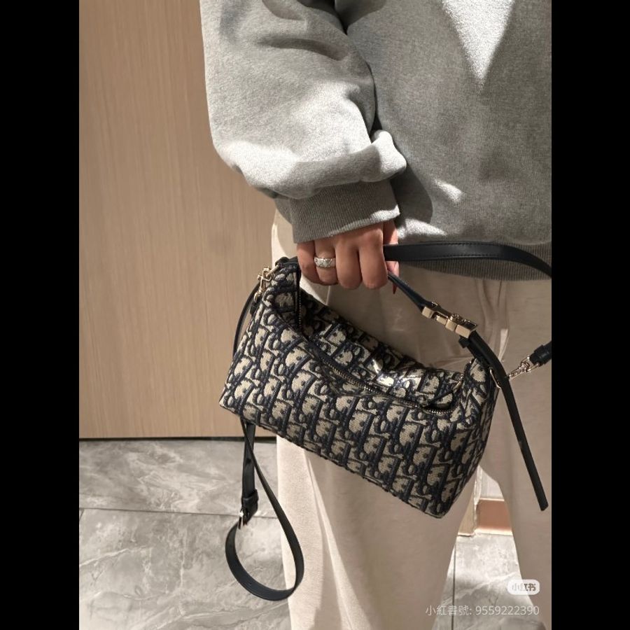 Dior迪奧老花刺繡Roller圓筒信使包98新✨️-0