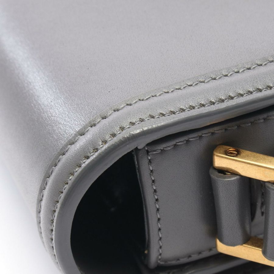 SAINT LAURENT PARIS Solferino 斜背包單肩包 634305 皮革 灰色 二手-6