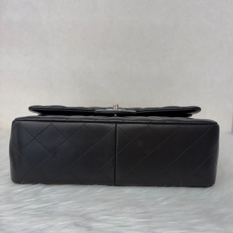 CHANEL A58600 黑羊皮 銀鍊 Jumbo 經典大型口蓋包 肩背包 斜背包-5