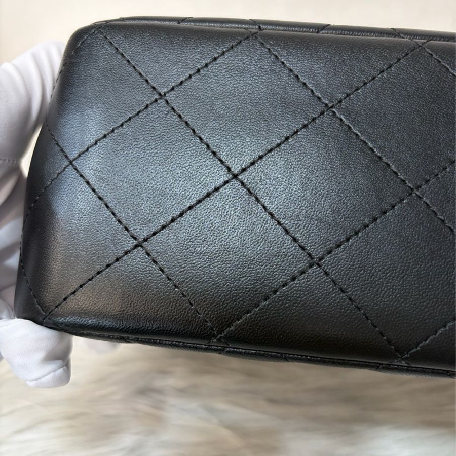 CHANEL A58600 黑羊皮 銀鍊 Jumbo 經典大型口蓋包 肩背包 斜背包-8