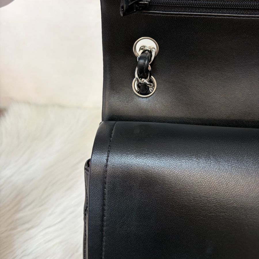 CHANEL A58600 黑羊皮 銀鍊 Jumbo 經典大型口蓋包 肩背包 斜背包-36
