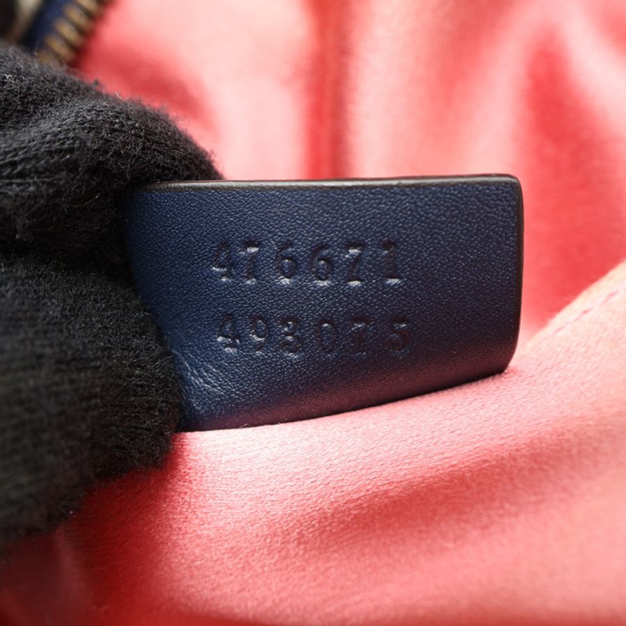 藍色 單寧布 白色圓珠 GG Marmont 後背包【GUCCI 古馳】 476671-4
