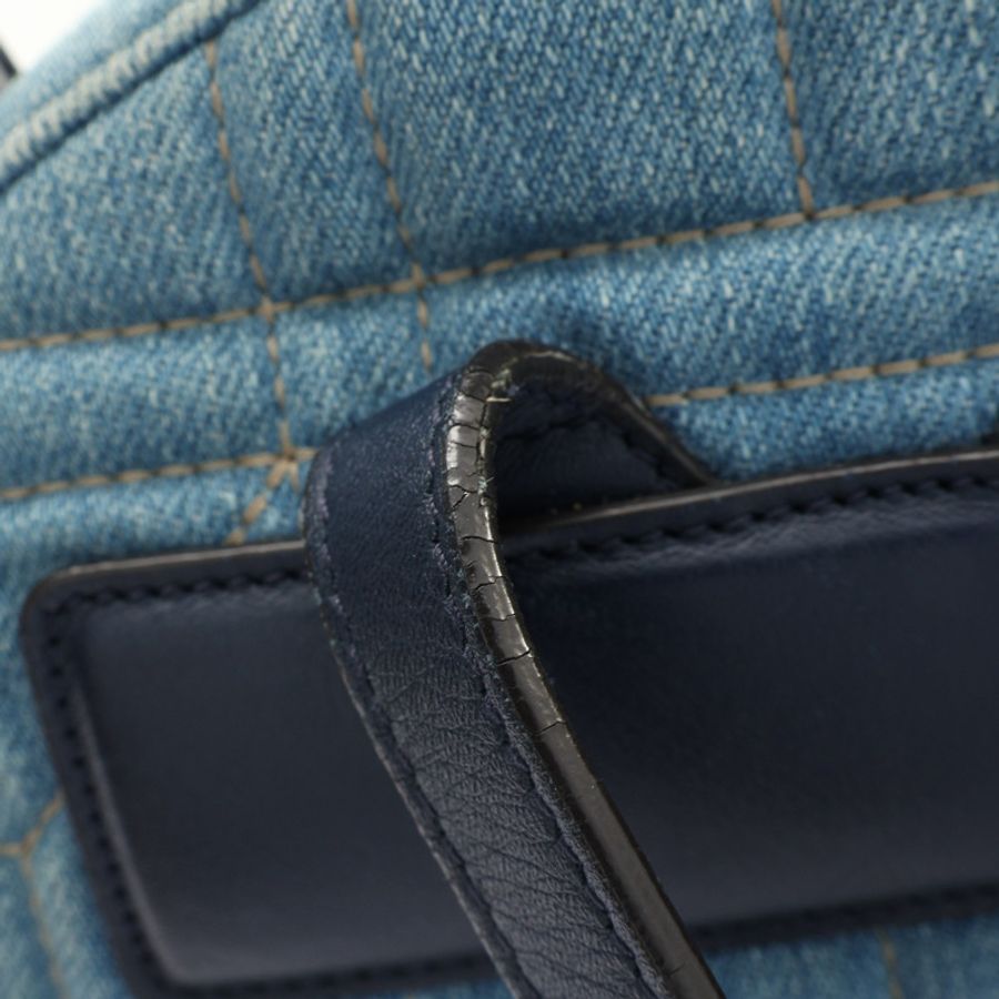 藍色 單寧布 白色圓珠 GG Marmont 後背包【GUCCI 古馳】 476671-13