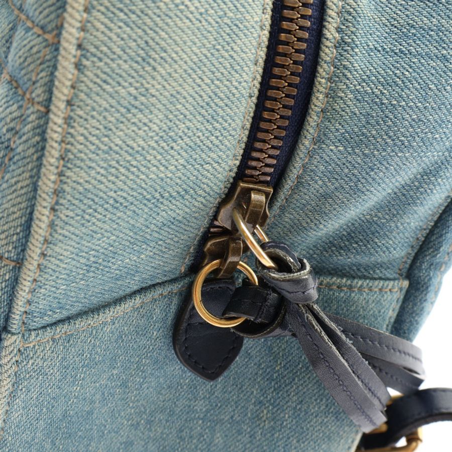 藍色 單寧布 白色圓珠 GG Marmont 後背包【GUCCI 古馳】 476671-17