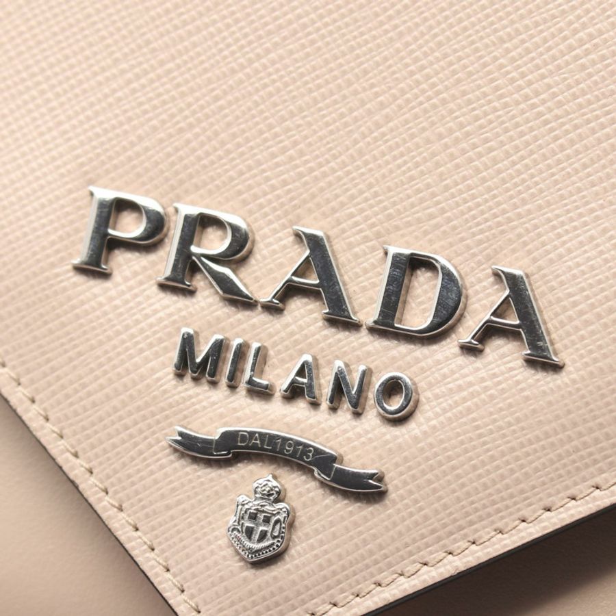 PRADA 迷你信封肩背包 1BP020 Saffiano 皮革 粉紅色 二手 女士-9