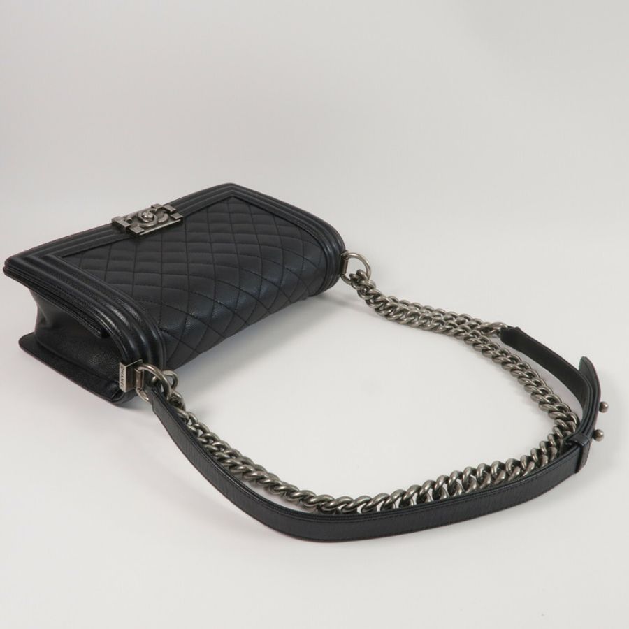 CHANEL 牛皮皮革Boy 25鏈帶肩背袋-7