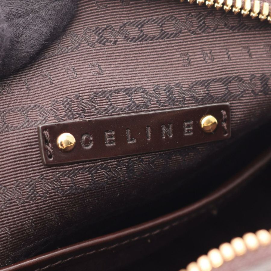CELINE 流蘇拉鏈單肩包,棕色皮革,金色五金,二手女款-3