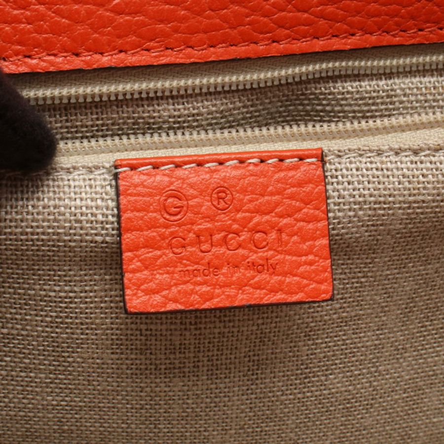 GUCCI 雙G鏈條肩背包 510303 橘色皮革 二手 女士-3