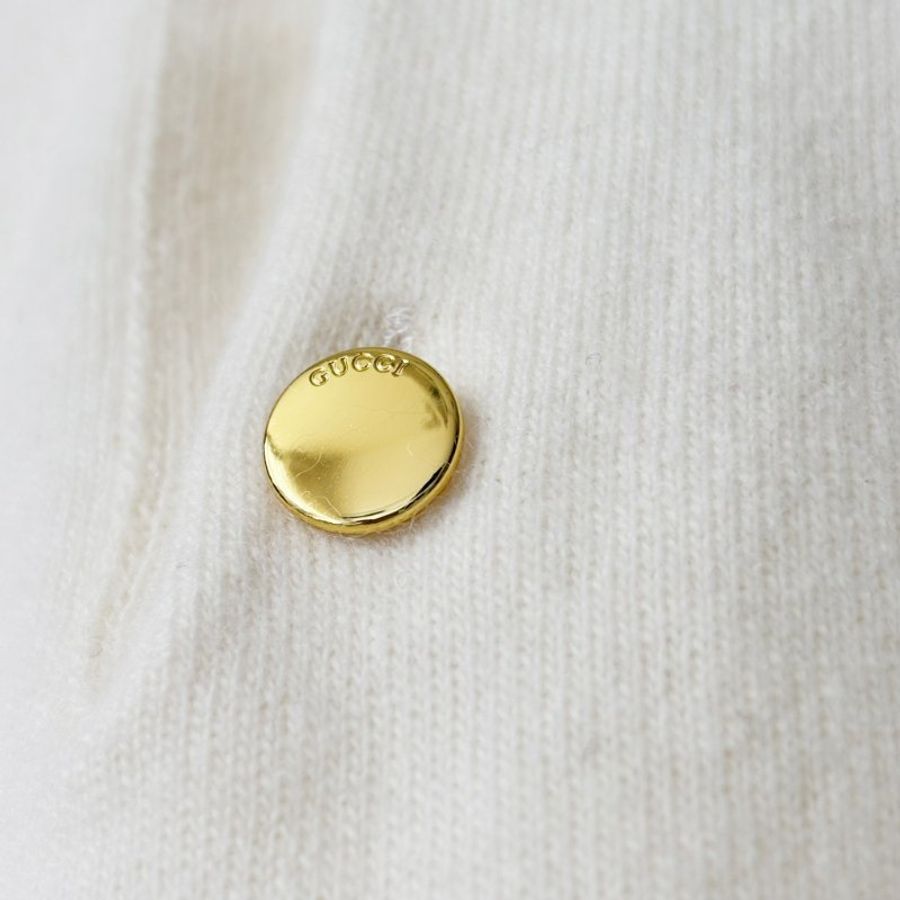 L號 ::GUCCI:: 100%羊毛 兔年限定款 刺繡圖樣 白色羊毛長袖上衣-8