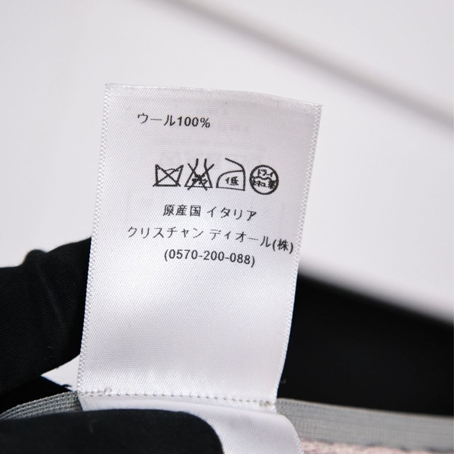 Dior 粉灰拼色羊毛收腰短袖连衣裙-14