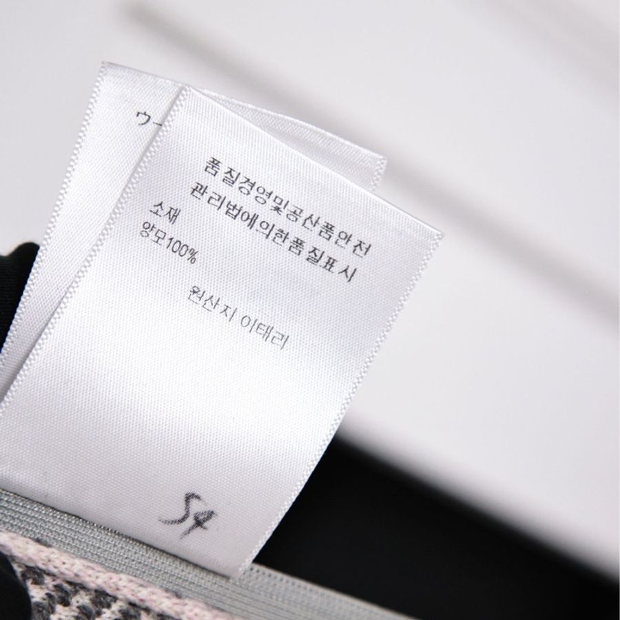 Dior 粉灰拼色羊毛收腰短袖连衣裙-16