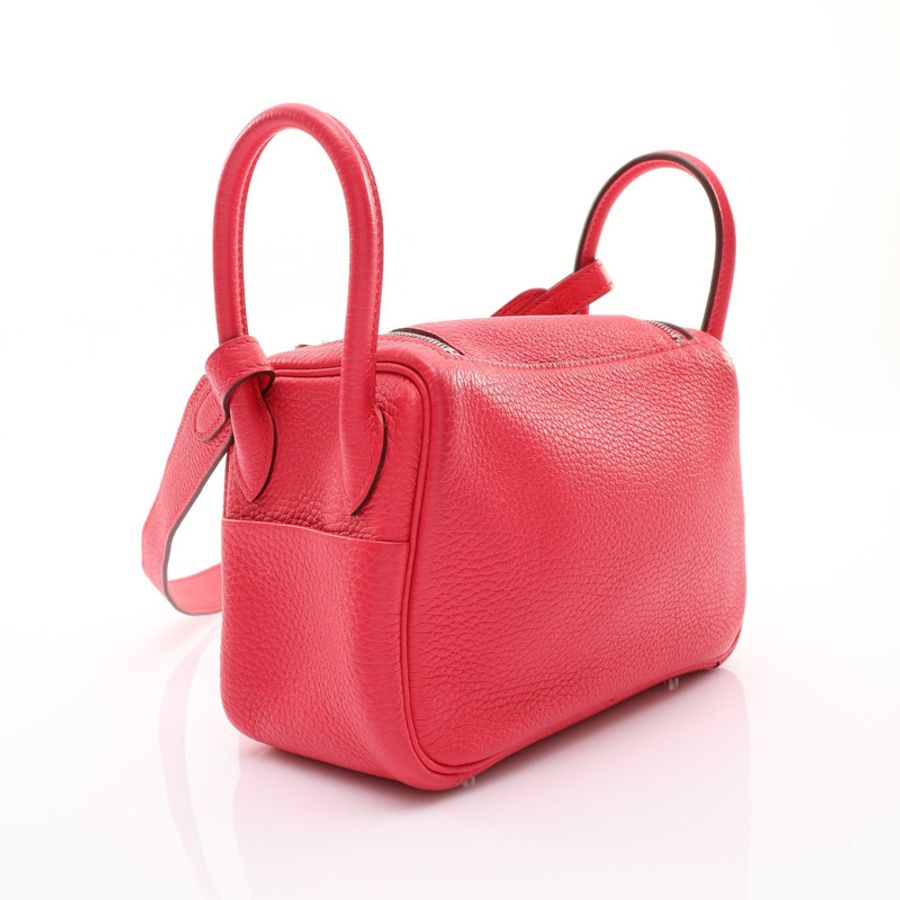極致玫瑰粉 Togo牛皮 Mini Lindy 肩背包 Y刻 銀釦【HERMES 愛馬仕】 H079086CK-1