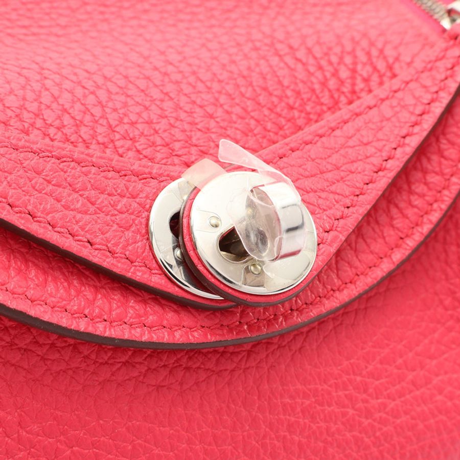 極致玫瑰粉 Togo牛皮 Mini Lindy 肩背包 Y刻 銀釦【HERMES 愛馬仕】 H079086CK-5