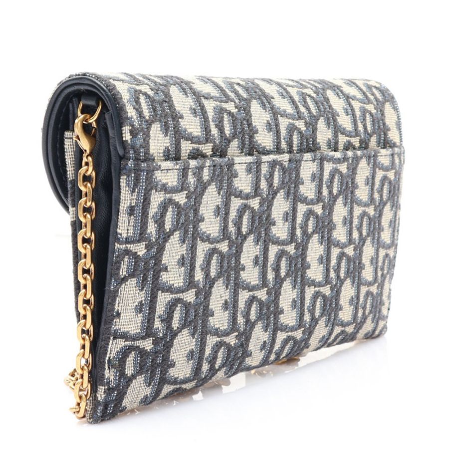 藍色 Dior Oblique 緹花帆布 Saddle Pouch 小型 WOC 肩背包【Dior 迪奧】 S5614CTZQ_M928-1
