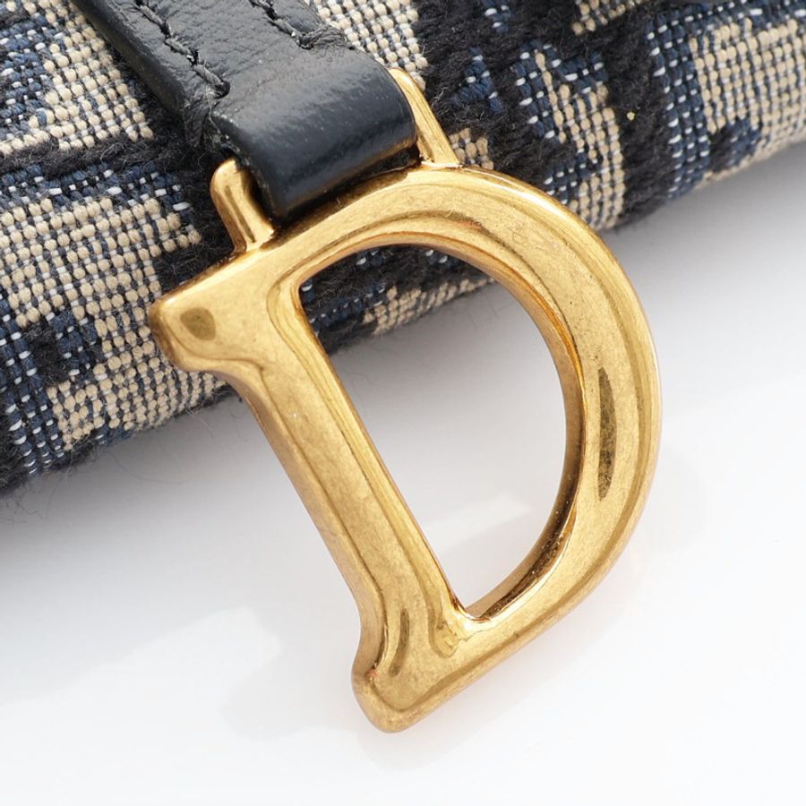 藍色 Dior Oblique 緹花帆布 Saddle Pouch 小型 WOC 肩背包【Dior 迪奧】 S5614CTZQ_M928-9