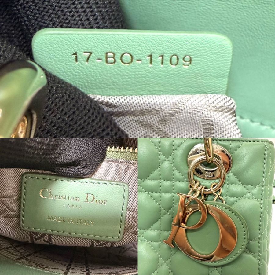 DIOR 迪奧 My ABCDIOR 戴妃包 / 幾何格紋羊皮 綠色四格小號兩用包-7
