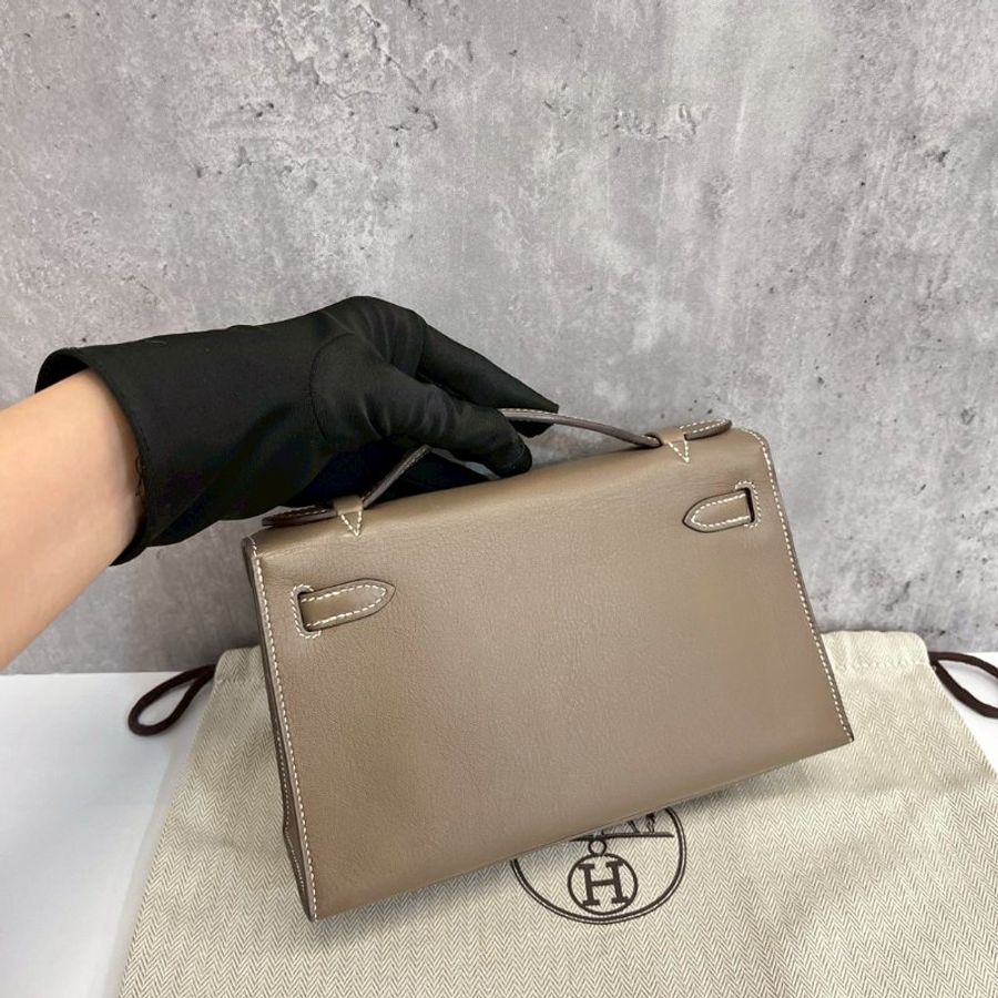 Hermes Mini Kelly大象灰 銀釦-2