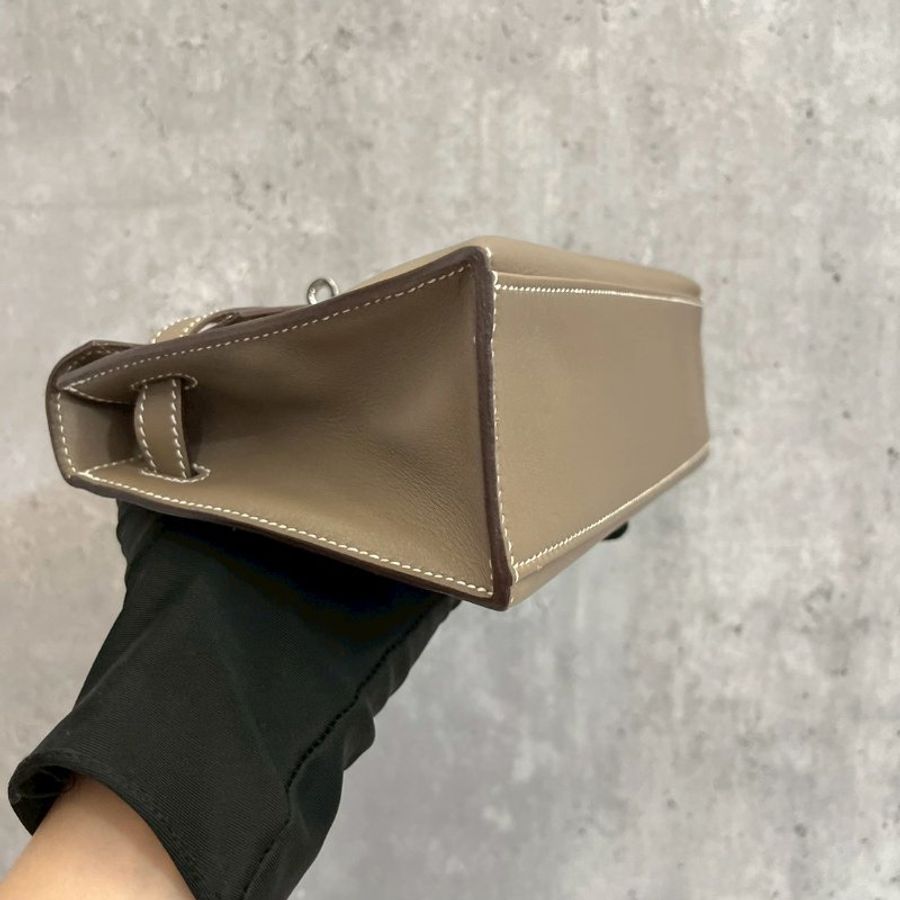 Hermes Mini Kelly大象灰 銀釦-8