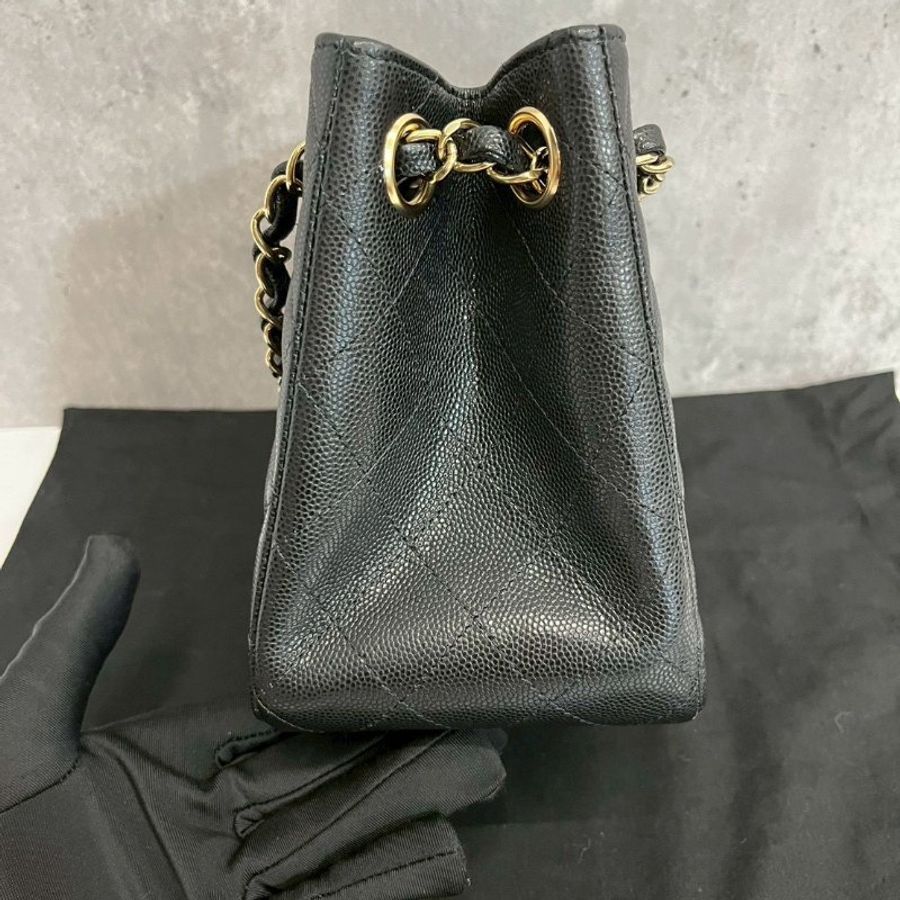 Chanel Mini Tote 黑金荔枝牛-4