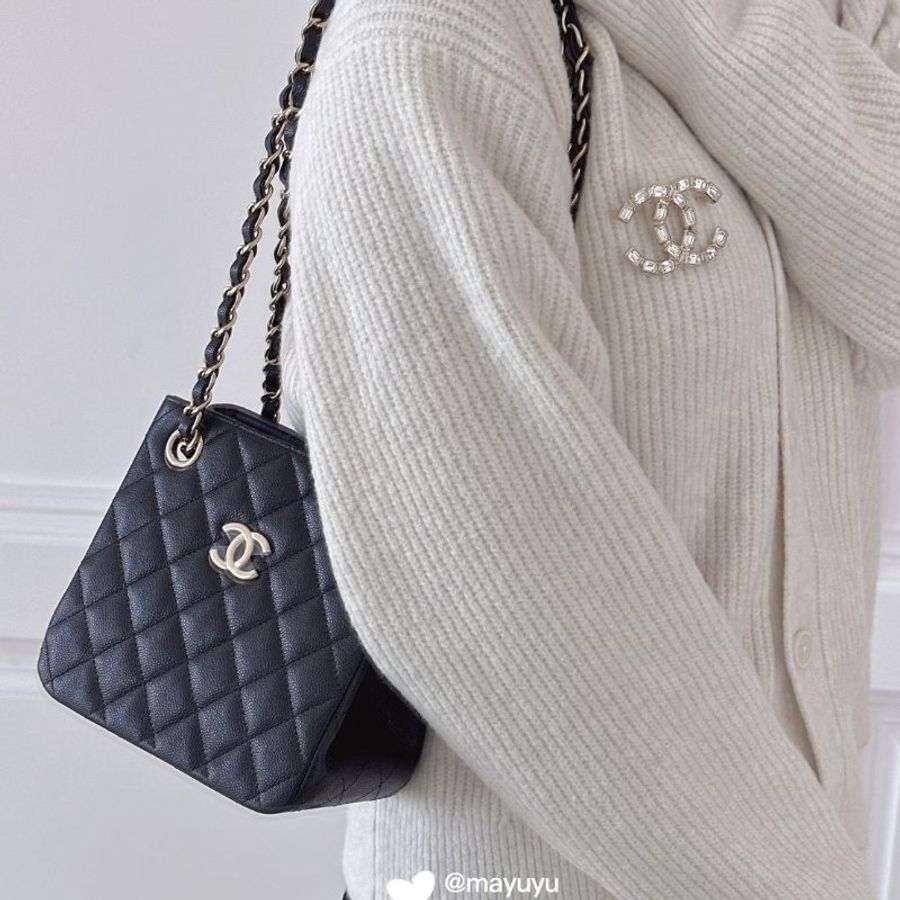 Chanel Mini Tote 黑金荔枝牛-5
