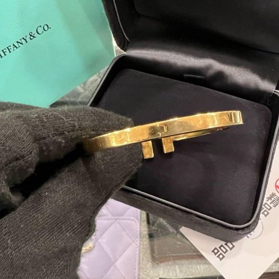 東區正精品㊣TIFFANY&CO T&CO WIRE AU750 18k金雙T釦手環RZ6506-2