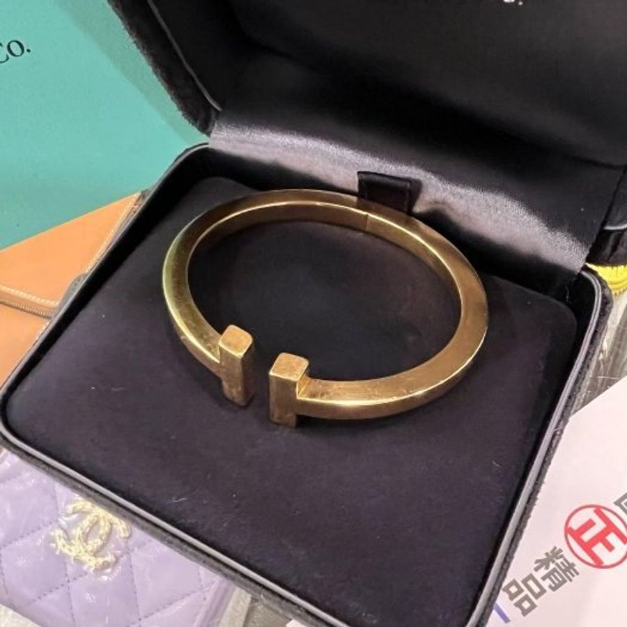 東區正精品㊣TIFFANY&CO T&CO WIRE AU750 18k金雙T釦手環RZ6506-4
