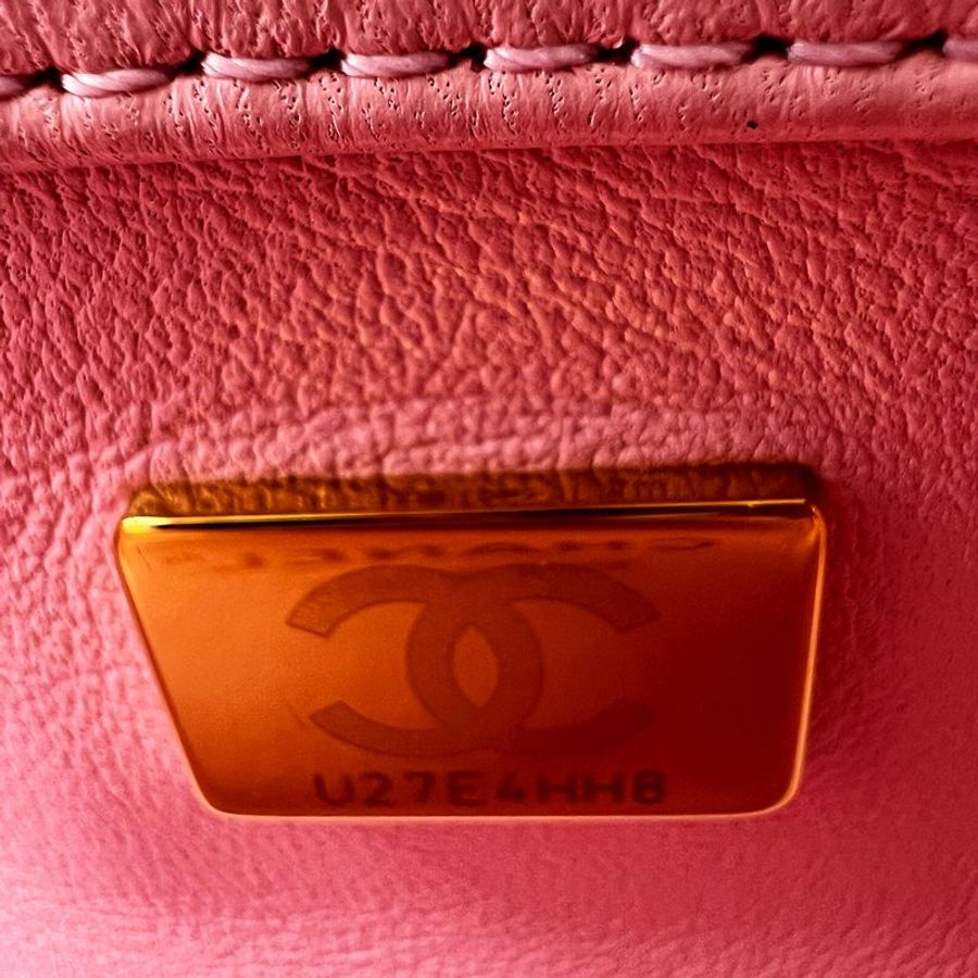 🖤 鑒定師的收藏 🖤 CHANEL Mini Flap 22k 香奈兒 復古金愛心鏈帶 菱格紋羊皮口蓋包 櫻花粉-27