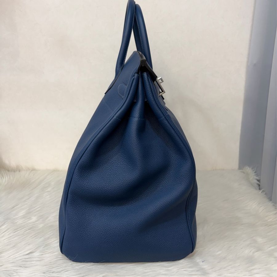 HERMES HAC S4深邃藍TOGO皮銀扣BIRKIN 40|鉑金包手提包醫生包手提包旅行袋-1