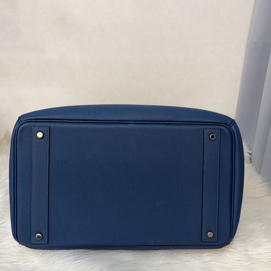 HERMES HAC S4深邃藍TOGO皮銀扣BIRKIN 40|鉑金包手提包醫生包手提包旅行袋-4