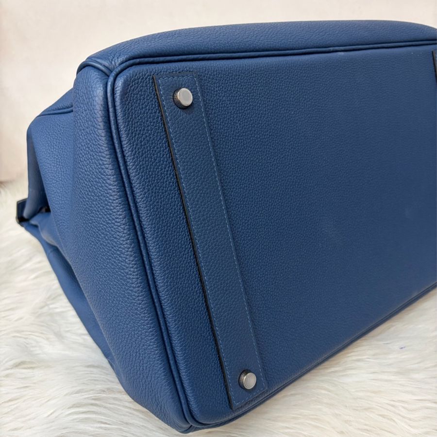 HERMES HAC S4深邃藍TOGO皮銀扣BIRKIN 40|鉑金包手提包醫生包手提包旅行袋-6