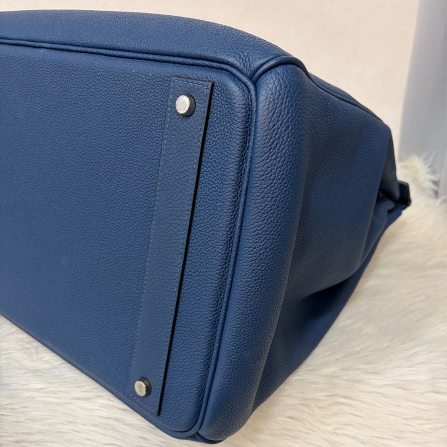 HERMES HAC S4深邃藍TOGO皮銀扣BIRKIN 40|鉑金包手提包醫生包手提包旅行袋-9