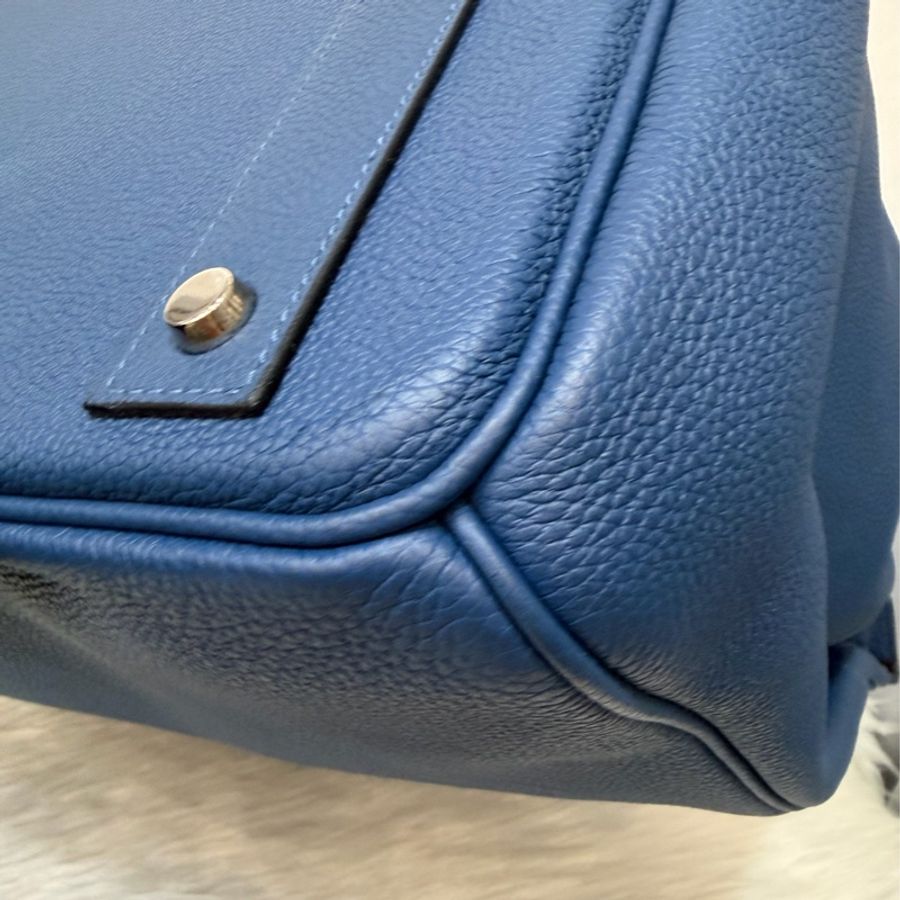 HERMES HAC S4深邃藍TOGO皮銀扣BIRKIN 40|鉑金包手提包醫生包手提包旅行袋-10
