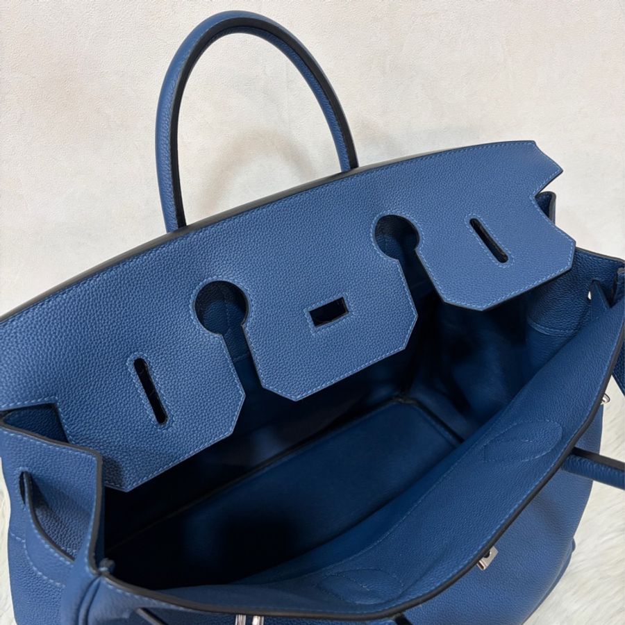 HERMES HAC S4深邃藍TOGO皮銀扣BIRKIN 40|鉑金包手提包醫生包手提包旅行袋-30