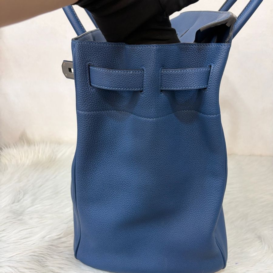 HERMES HAC S4深邃藍TOGO皮銀扣BIRKIN 40|鉑金包手提包醫生包手提包旅行袋-32