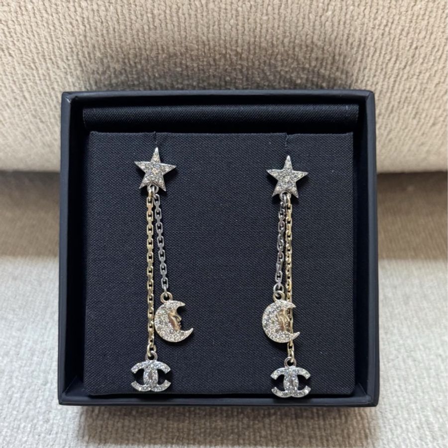 Chanel 星月滿鑽耳釘 全新帶盒-0
