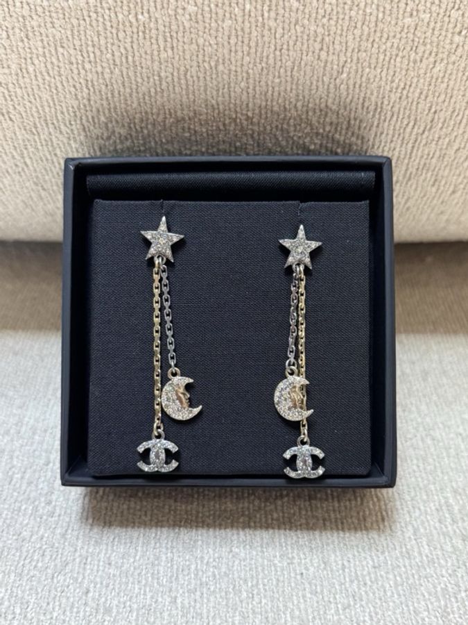 Chanel 星月滿鑽耳釘 全新帶盒-4