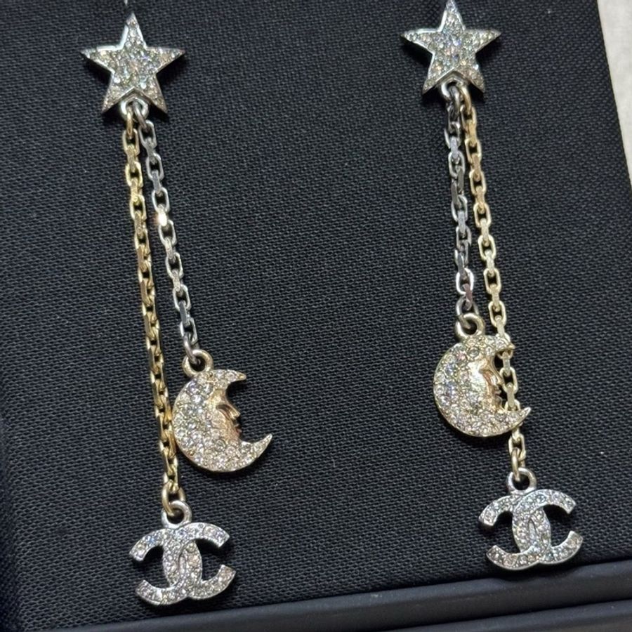 Chanel 星月滿鑽耳釘 全新帶盒-5