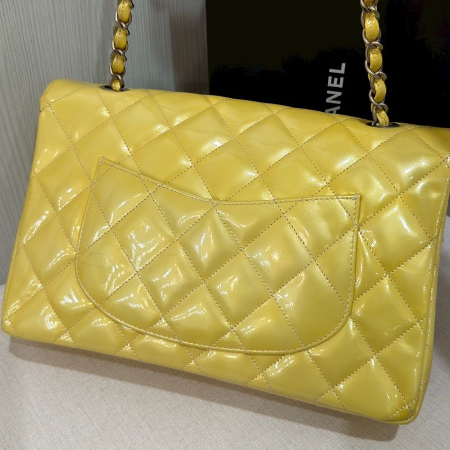 CHANEL香奈兒CF25小雞🐥黃中號漆皮材質夏日活力肩背包-11