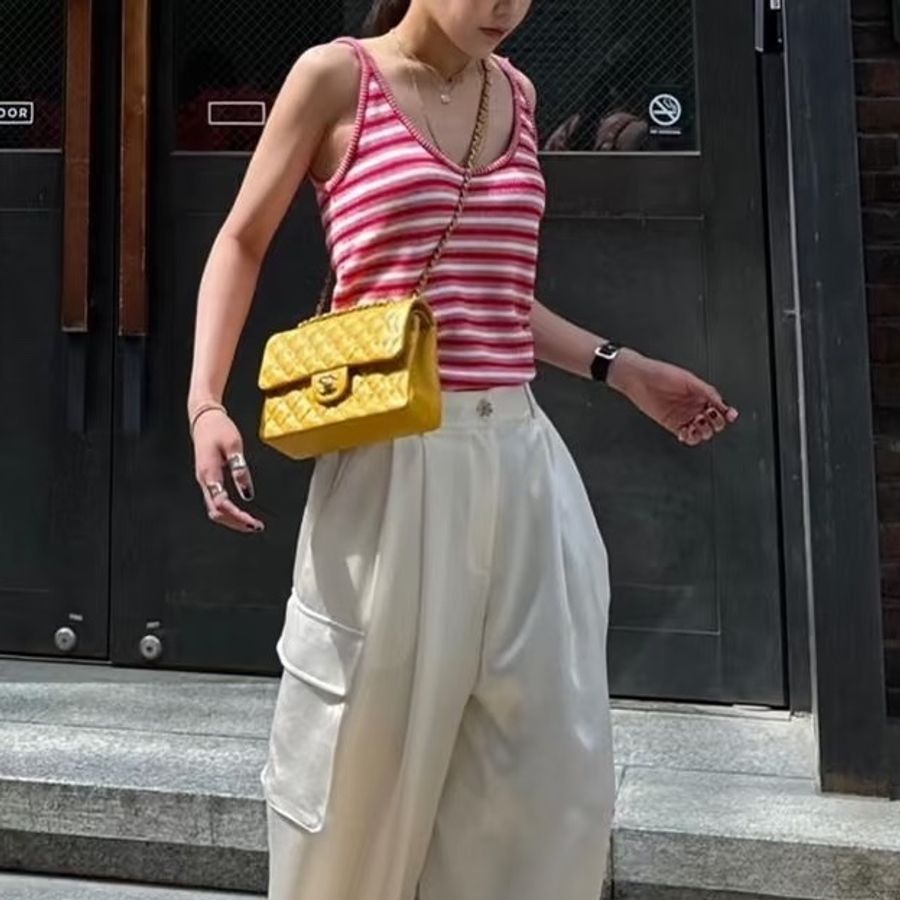CHANEL香奈兒CF25小雞🐥黃中號漆皮材質夏日活力肩背包-29