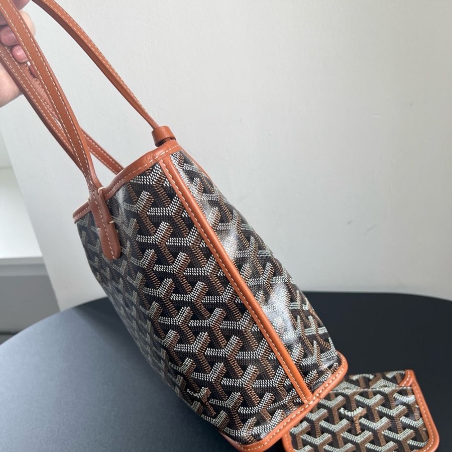 🤎goyard戈雅mini tote,子母包托特包單肩包手提包 黑棕色-2