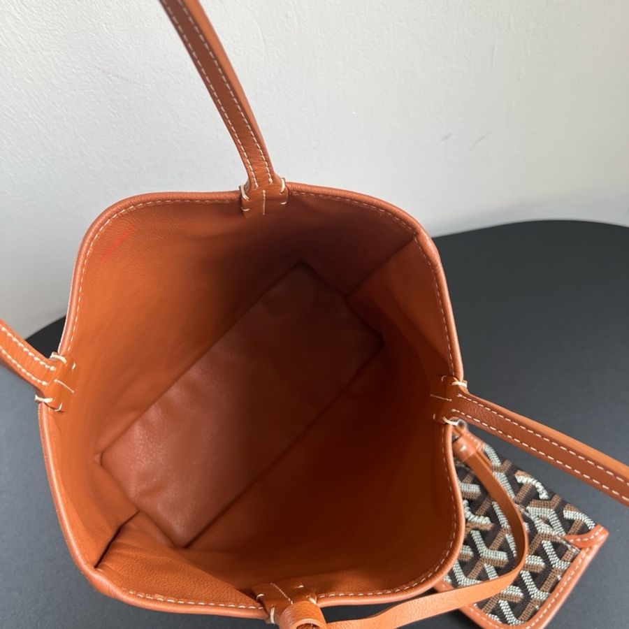 🤎goyard戈雅mini tote,子母包托特包單肩包手提包 黑棕色-8