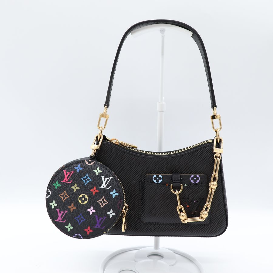 LV x TM 村上隆聯名 M13101 Marellini 黑色 Epi 水波紋牛皮 子母包 腋下包 斜背兩用包【Louis Vuitton 路易威登】-1