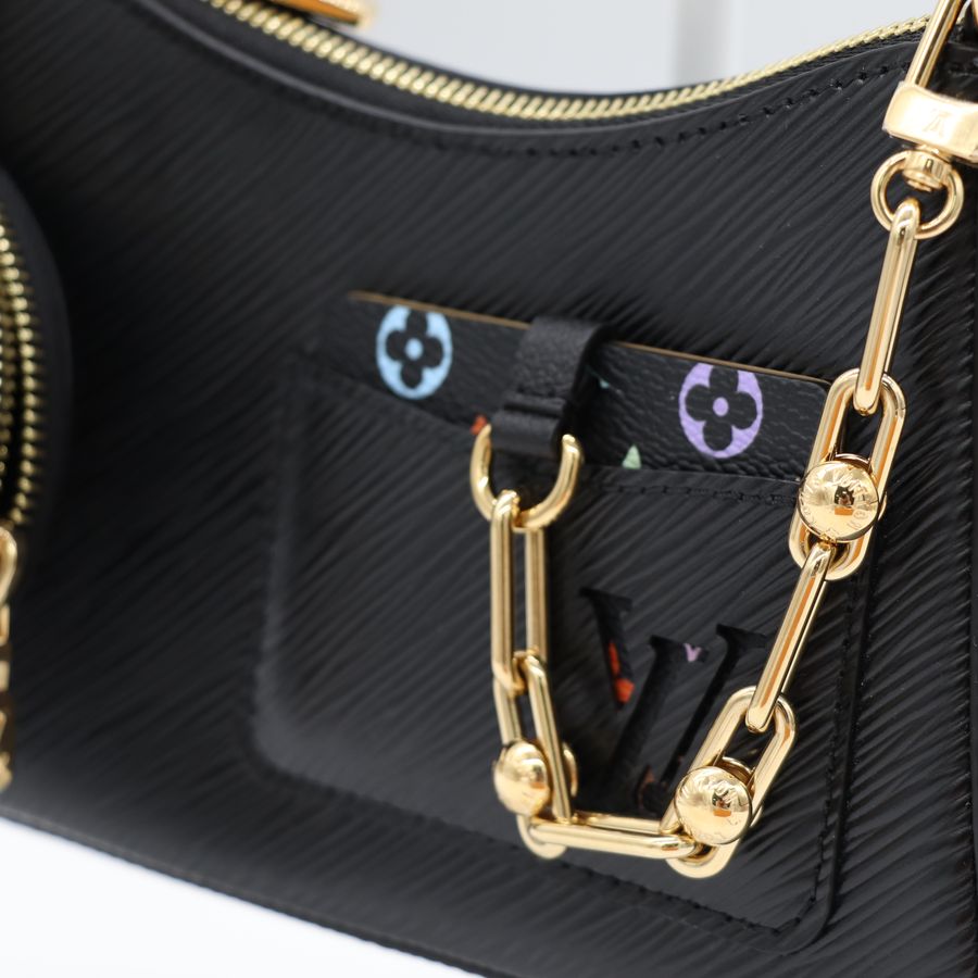 LV x TM 村上隆聯名 M13101 Marellini 黑色 Epi 水波紋牛皮 子母包 腋下包 斜背兩用包【Louis Vuitton 路易威登】-3