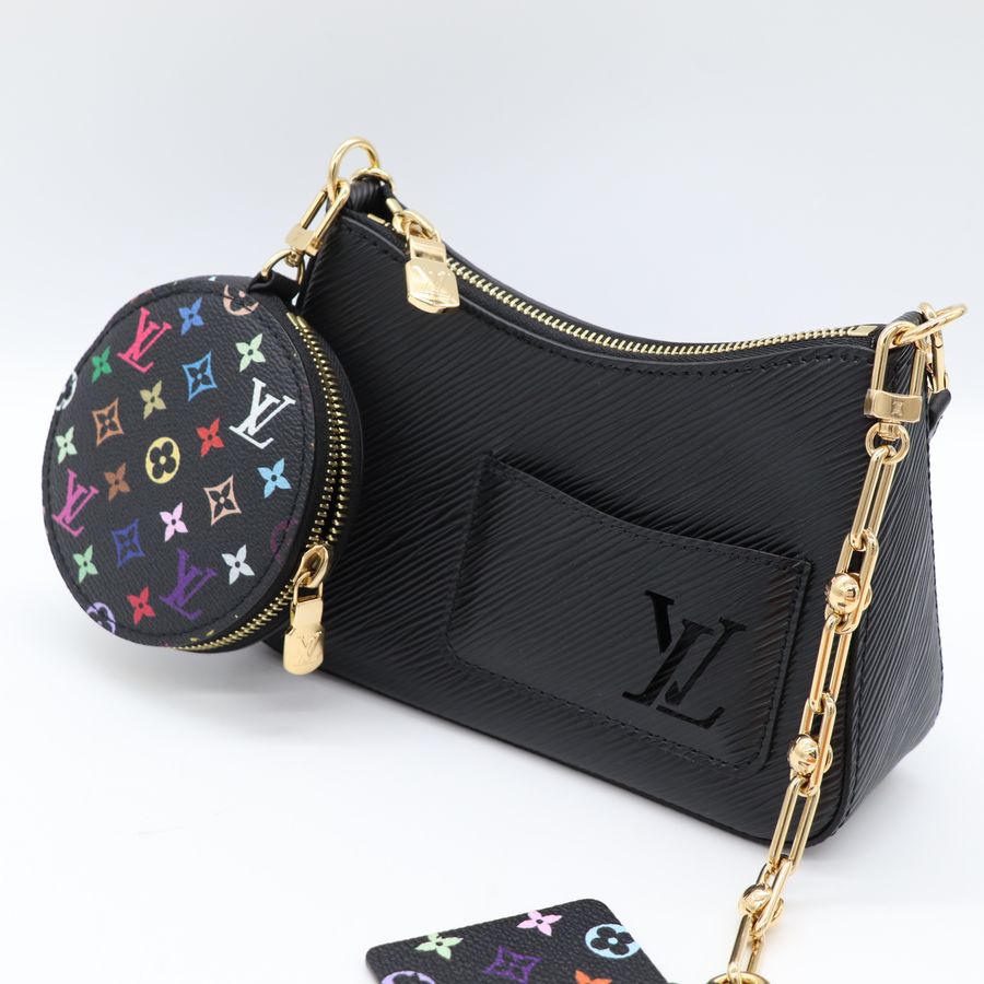 LV x TM 村上隆聯名 M13101 Marellini 黑色 Epi 水波紋牛皮 子母包 腋下包 斜背兩用包【Louis Vuitton 路易威登】-10