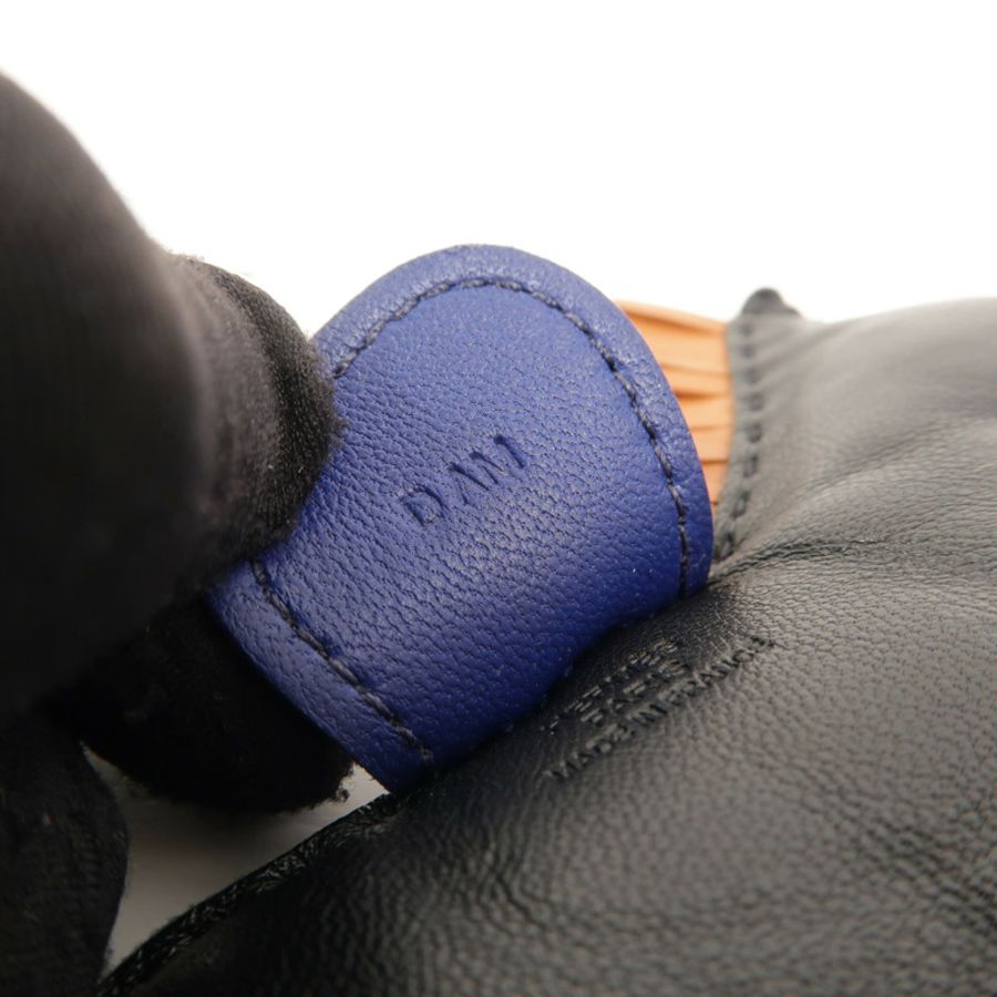 HERMES Milo皮革Rodeo MM掛飾Noir/Gold/Bleu Saphir-6