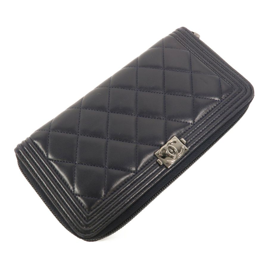 CHANEL 羊皮皮革Boy Long Wallet長錢包-4